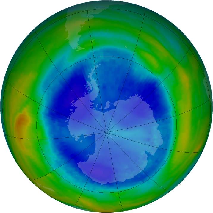 Antarctic ozone map for 23 August 2003